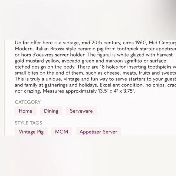 Italian Pig Toothpick Holder anthropomorphic Pig Server Holder Piggy Appetizers - Picture 3 of 5